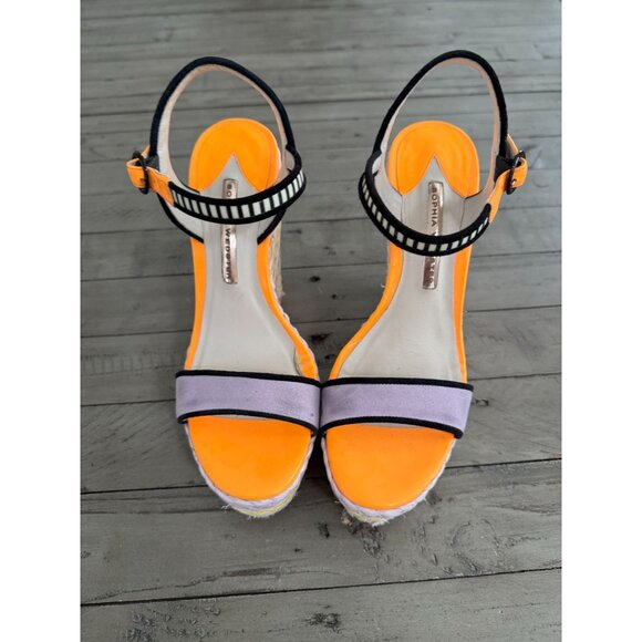Sophia Webster Multicolor Suede Patent Leather Espadrille Wedges Size 38 - Picture 3 of 15